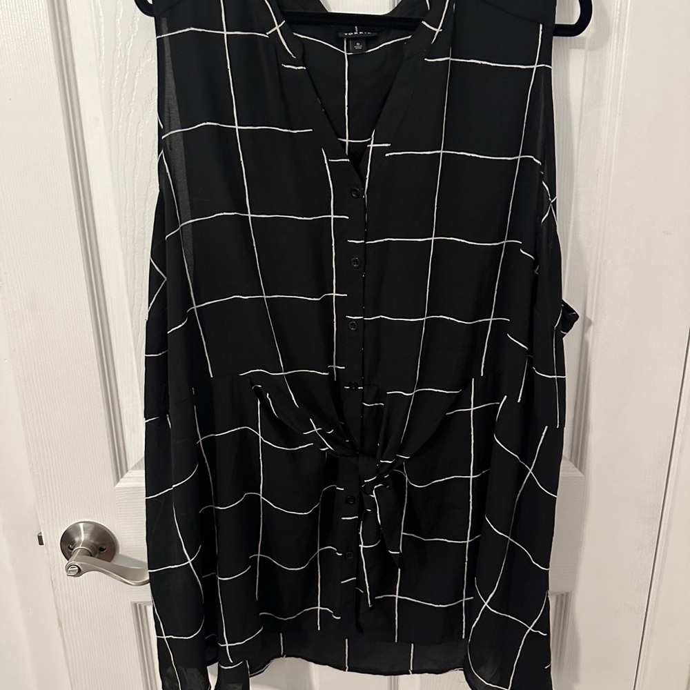 Torrid Black and White Checkered Blouse
